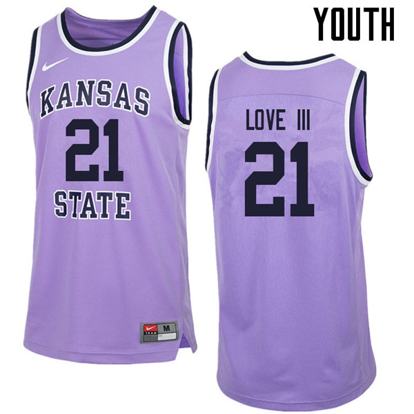 Youth #21 James Love III Kansas State Wildcats College Retro Basketball Jerseys Sale-Purple - Click Image to Close